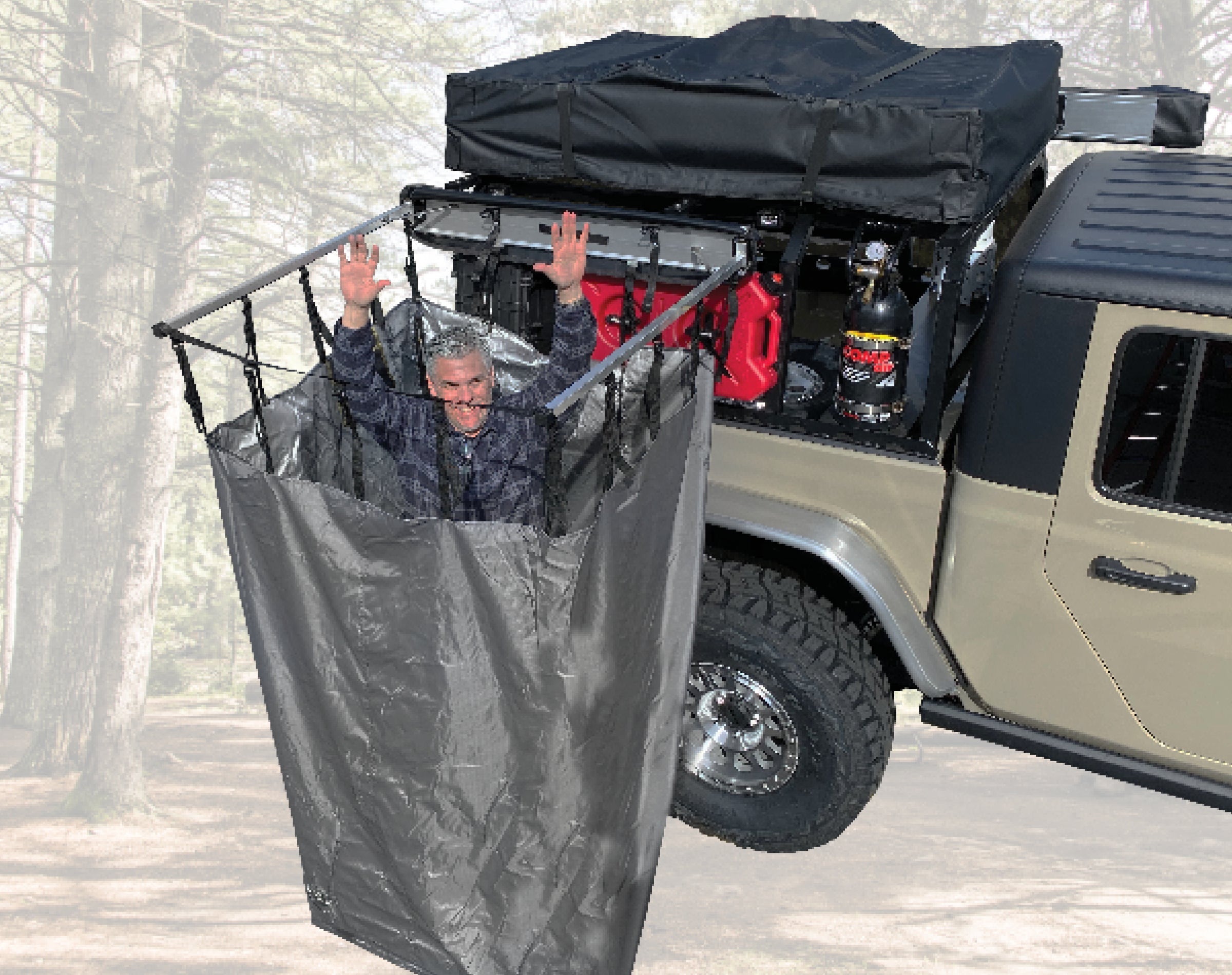 HD Nomadic Shower - Single Person Quick Deploying Shower, 42" x 42", Grey Body, Green Trim W/Black Travel Bag