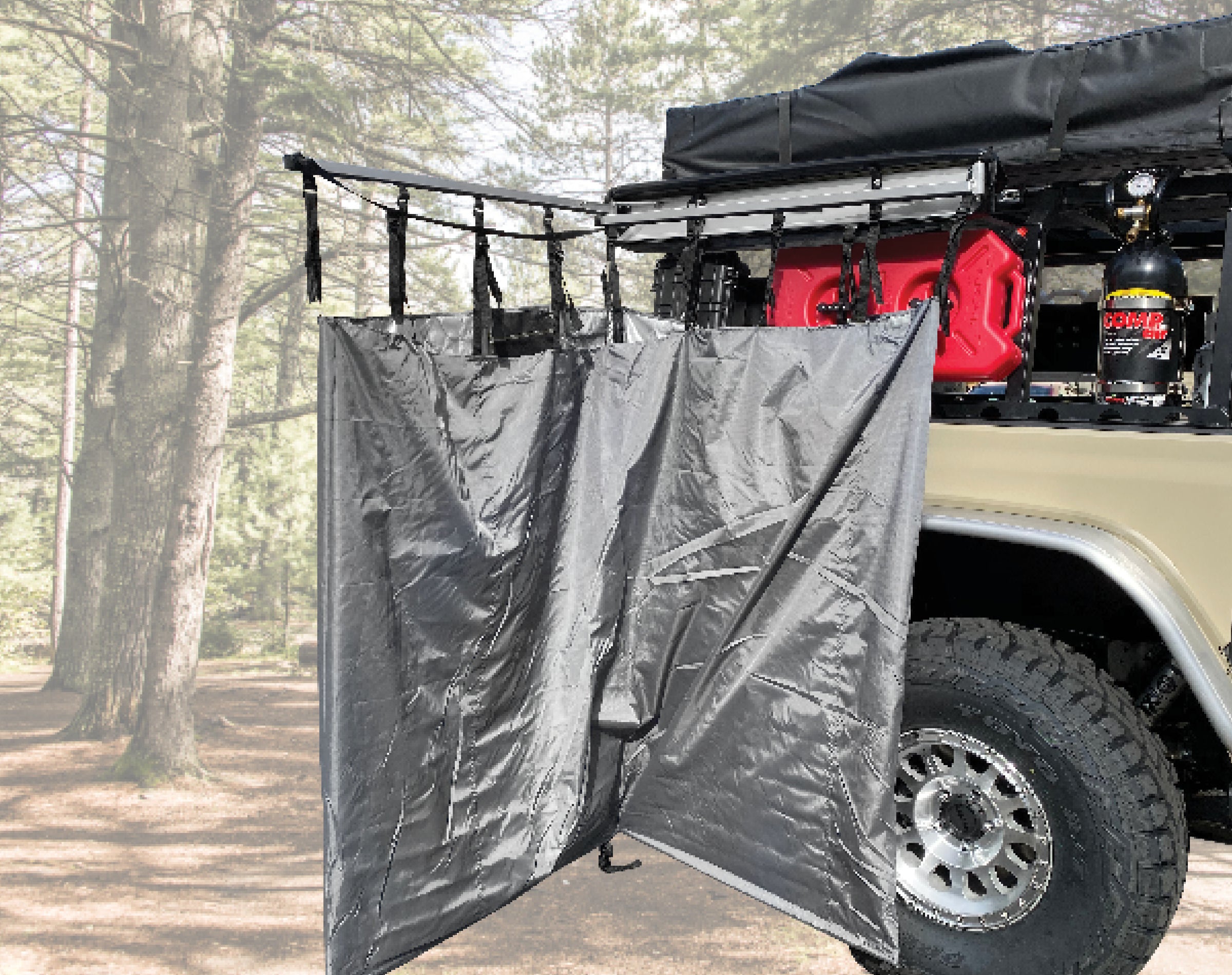 HD Nomadic Shower - Single Person Quick Deploying Shower, 42" x 42", Grey Body, Green Trim W/Black Travel Bag