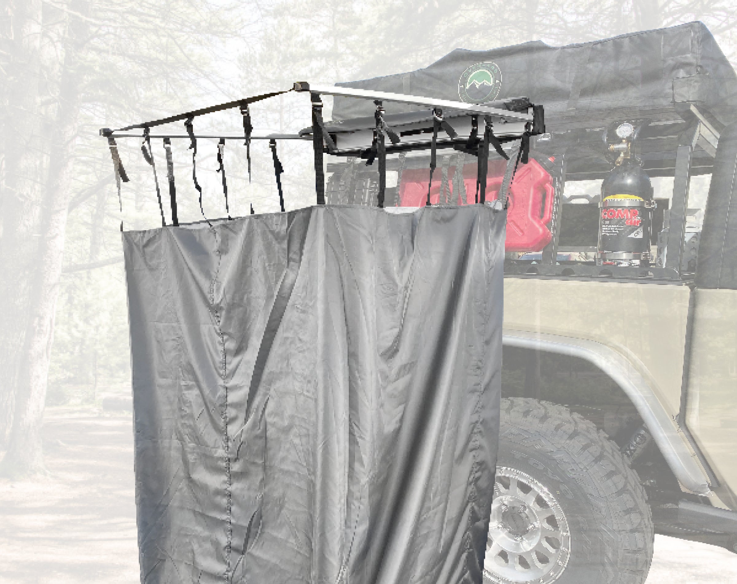 HD Nomadic Shower - Single Person Quick Deploying Shower, 42" x 42", Grey Body, Green Trim W/Black Travel Bag