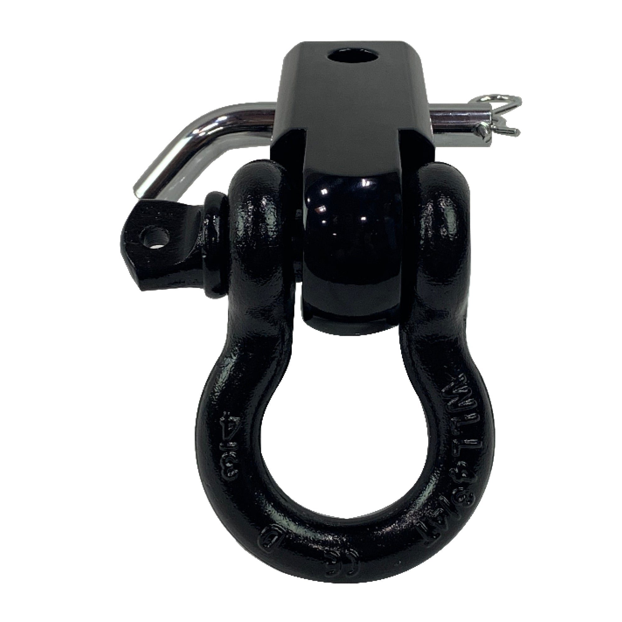 Receiver Mount Recovery Shackle 3/4" 4.75 Ton With Dual Hole Black & Pin & Clip