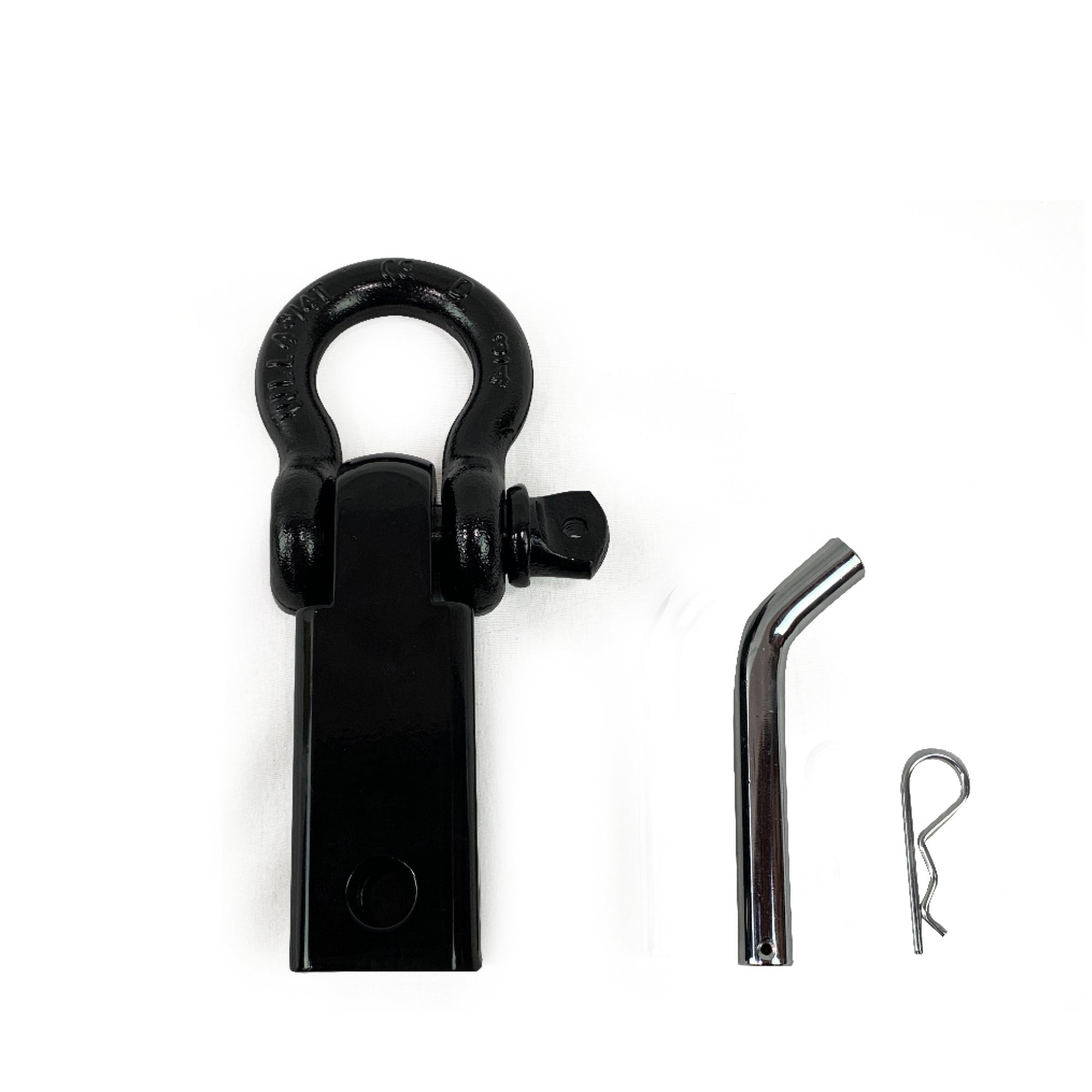 Receiver Mount Recovery Shackle 3/4" 4.75 Ton With Dual Hole Black & Pin & Clip