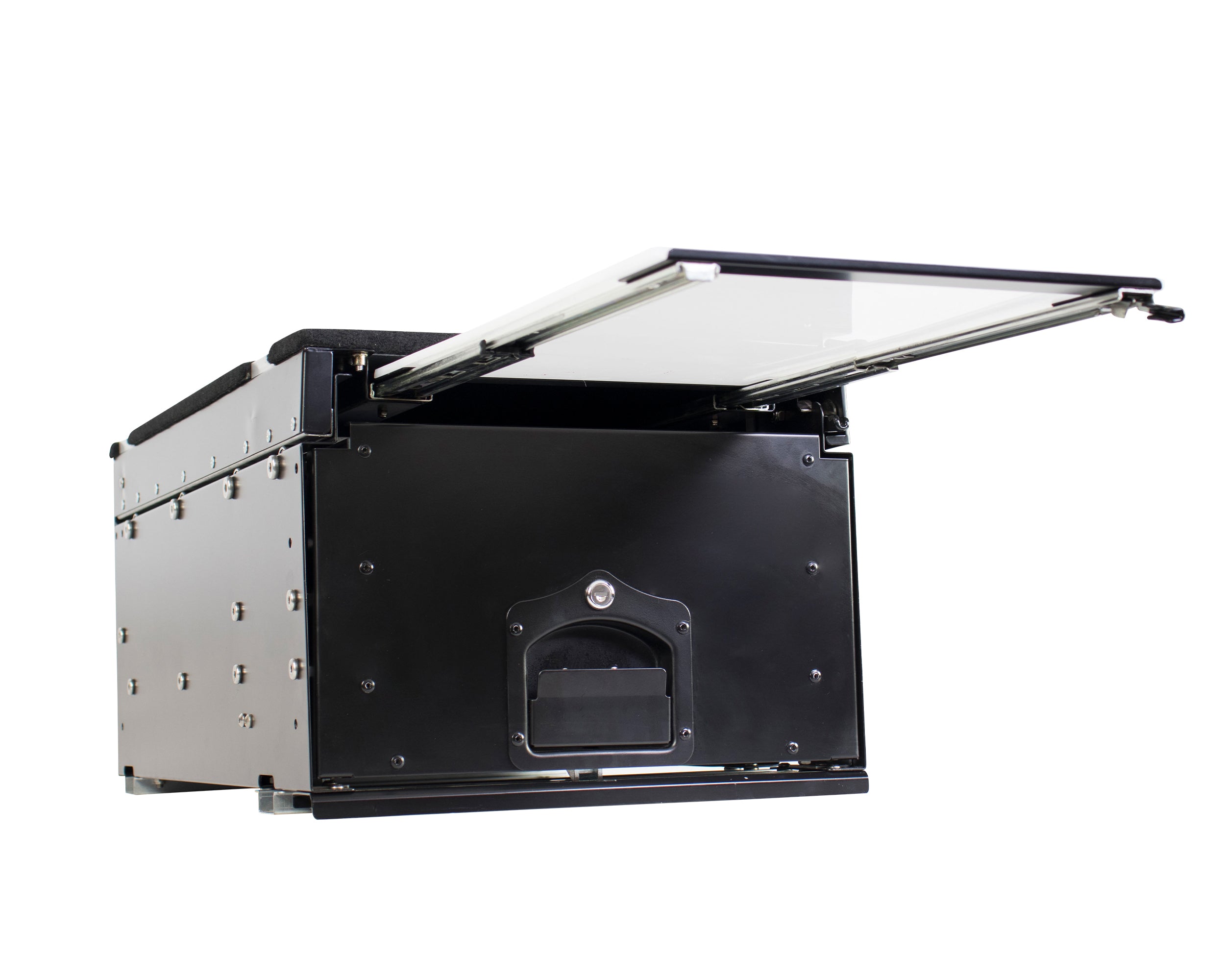 Cargo Box With Slide Out Drawer & Working Station - Black Powder Coat