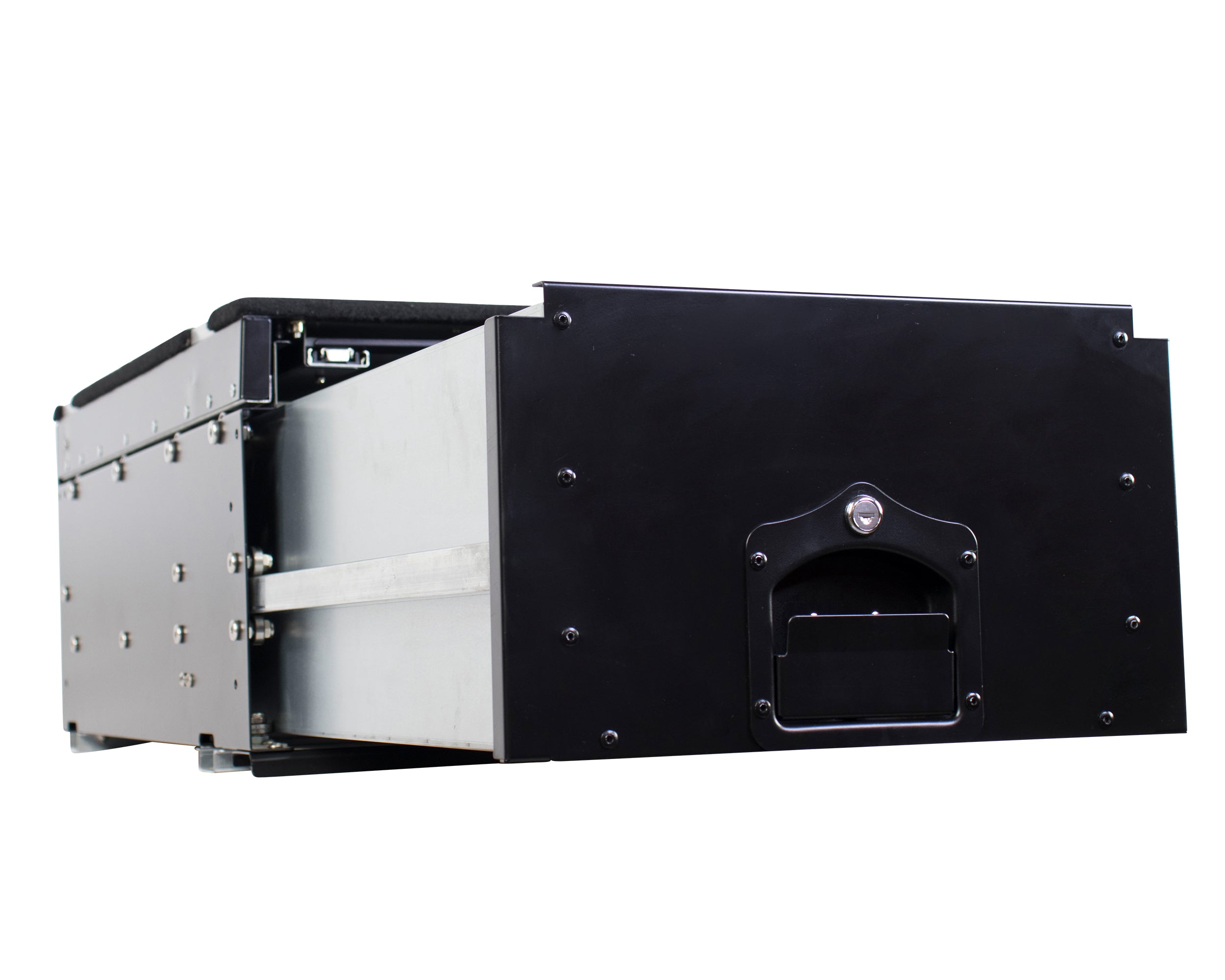 Cargo Box With Slide Out Drawer & Working Station - Black Powder Coat