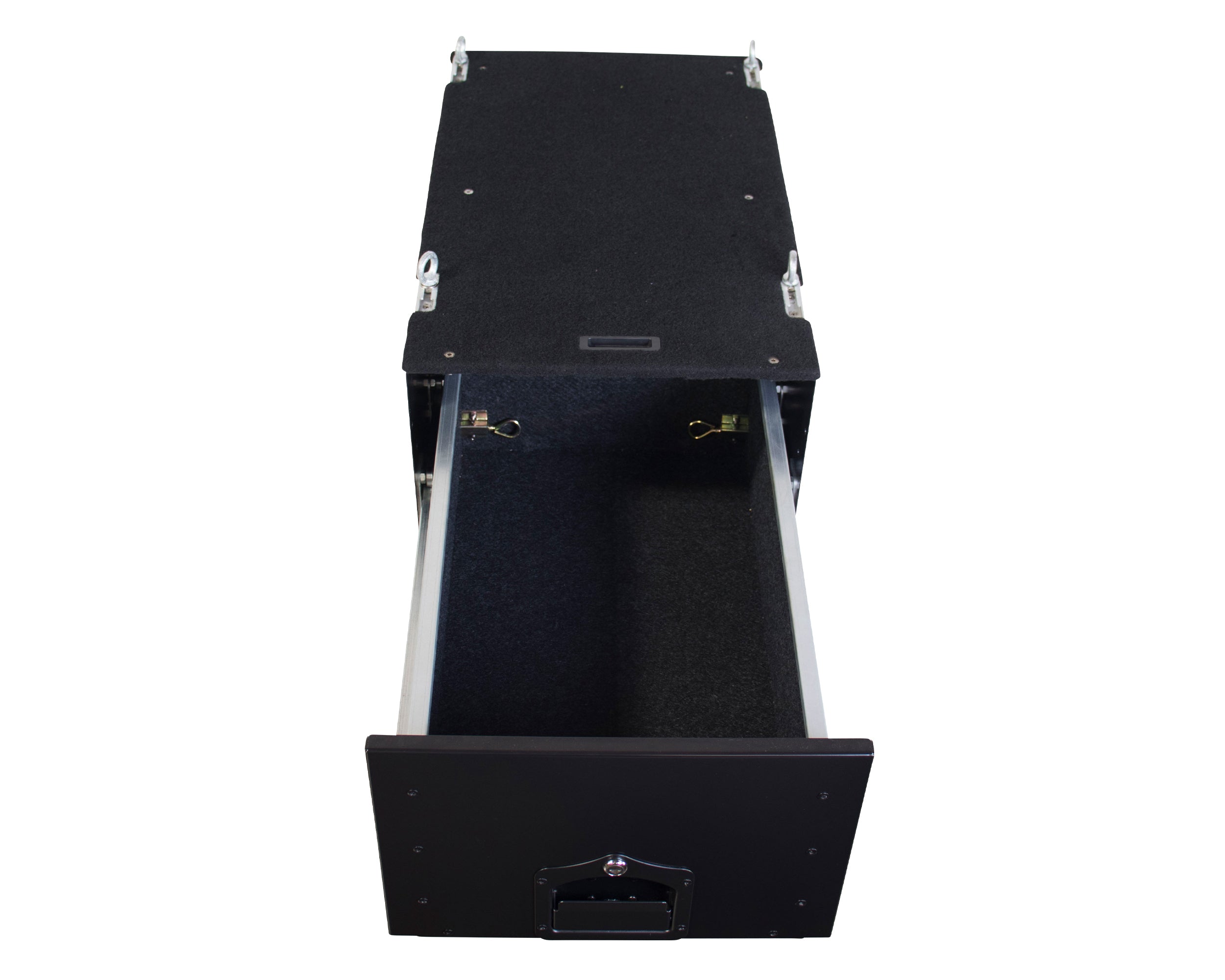 Cargo Box With Slide Out Drawer & Working Station - Black Powder Coat