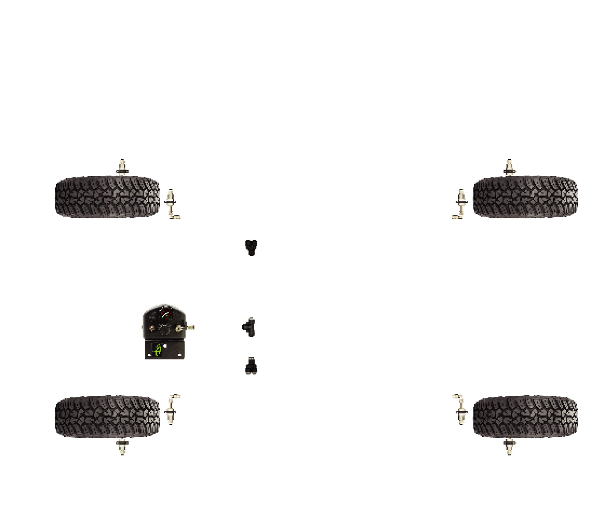 4 Tire Inflation System Universal With Box, Fittings, Hoses & Storage Bag - Black