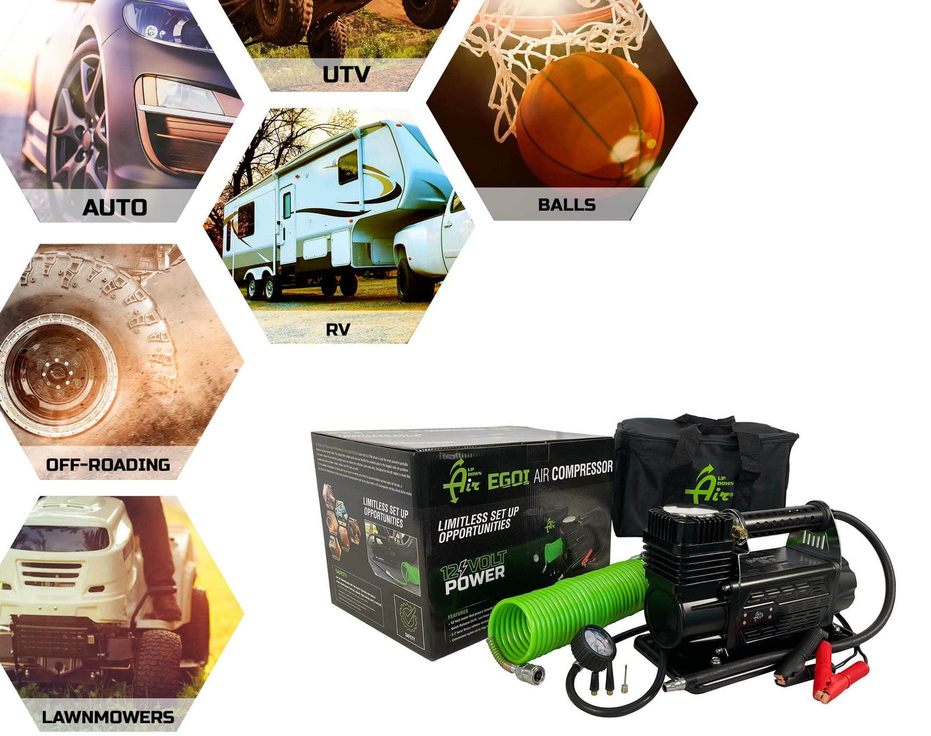 EGOI Air Compressor System 5.6 CFM With Storage Bag, Hose & Attachments Universal (In-Store)