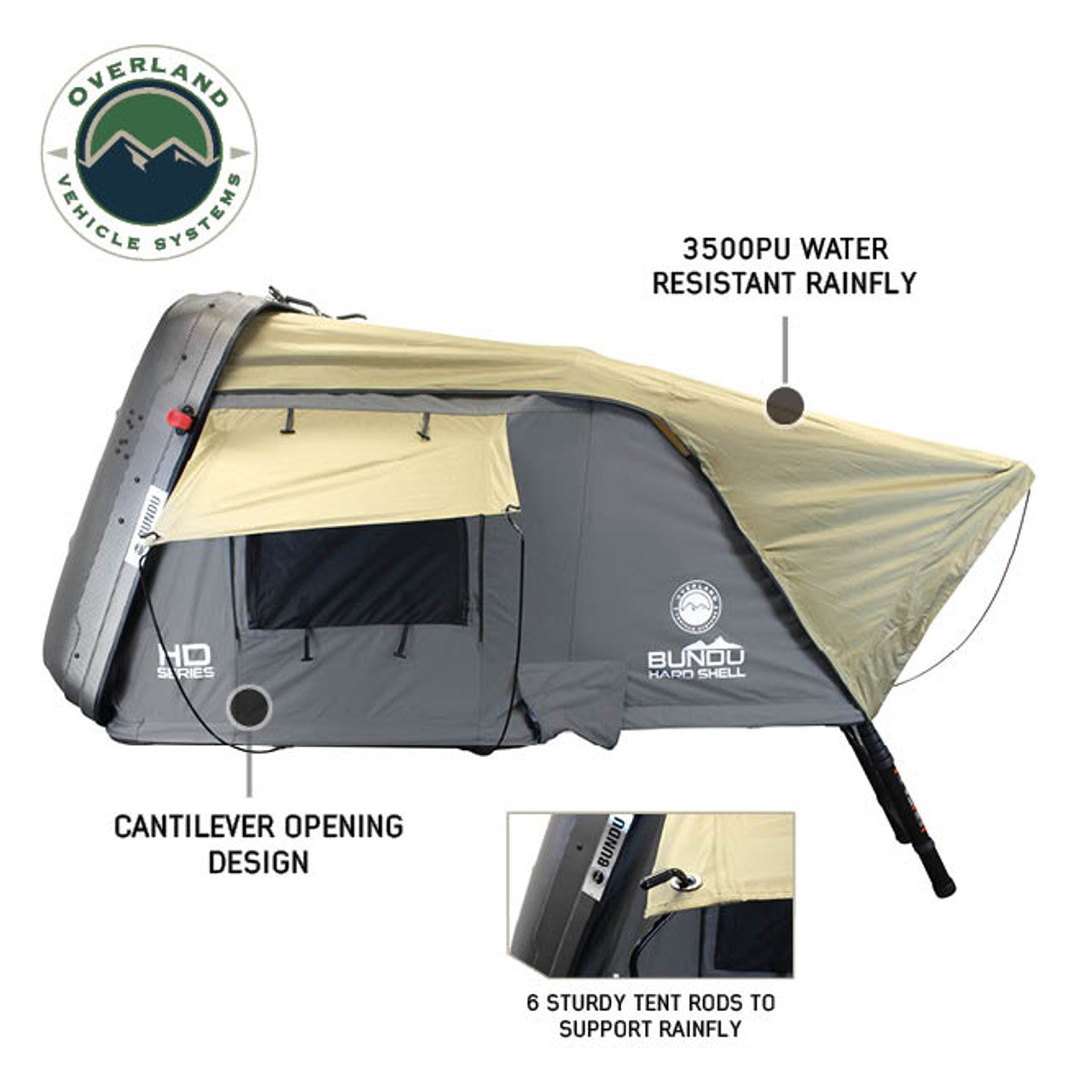 HD Bundu 4 - Hard Shell Roof Top Tent, 4 Person