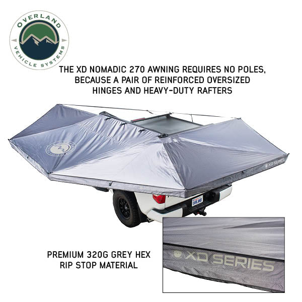XD Nomadic 270 - Awning W/Lights & Black Out , Driver Side, Grey Hex, Black Trim & Black Travel Cover