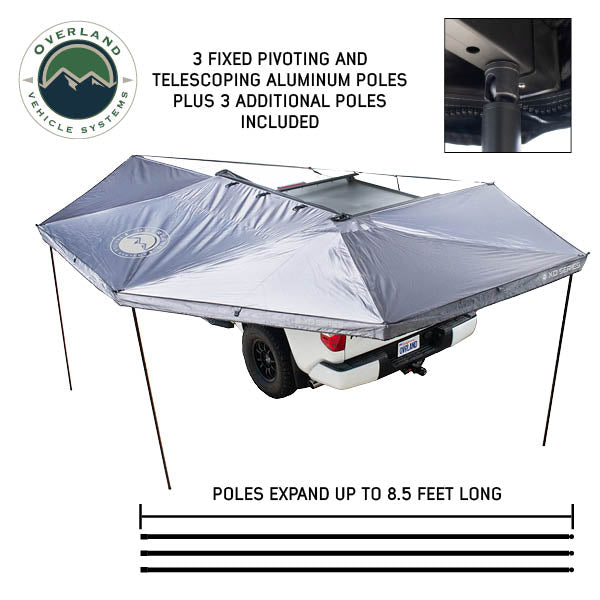 XD Nomadic 270 - Awning W/Lights & Black Out , Driver Side, Grey Hex, Black Trim & Black Travel Cover