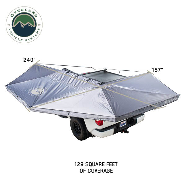 XD Nomadic 270 - Awning W/Lights & Black Out , Driver Side, Grey Hex, Black Trim & Black Travel Cover