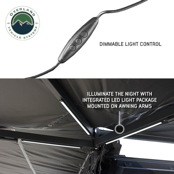 XD Nomadic 270 - Awning W/Lights & Black Out , Driver Side, Grey Hex, Black Trim & Black Travel Cover - No Brackets, No Hardware
