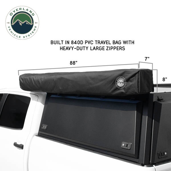 XD Nomadic 270 - Awning W/Lights & Black Out , Driver Side, Grey Hex, Black Trim & Black Travel Cover - No Brackets, No Hardware