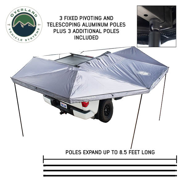 XD Nomadic 270 - Awning W/Lights & Black Out , Passenger Side, Grey Hex, Black Trim & Black Travel Cover - No Brackets, No Hardware