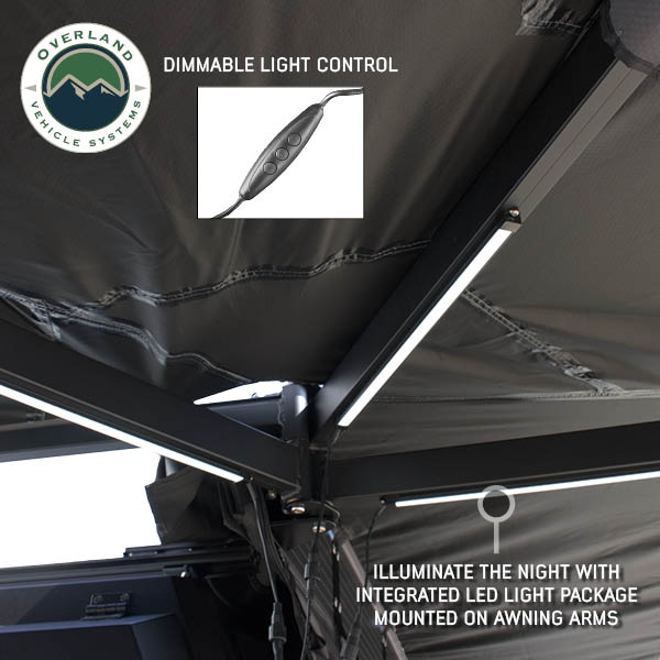 XD Nomadic 270 - Awning W/Lights & Black Out , Passenger Side, Grey Hex, Black Trim & Black Travel Cover