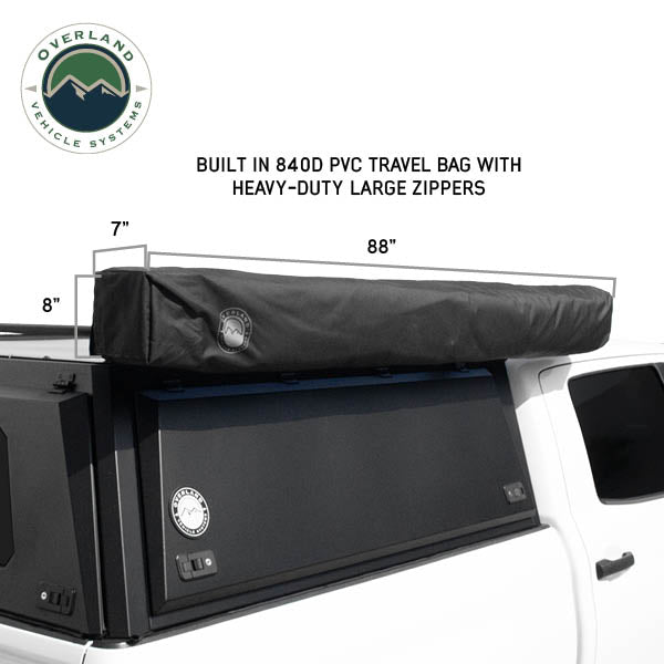 XD Nomadic 270 - Awning W/Lights & Black Out , Passenger Side, Grey Hex, Black Trim & Black Travel Cover - No Brackets, No Hardware