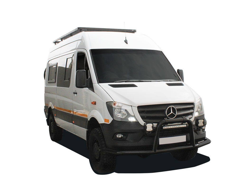 Mercedes-Benz Sprinter 144in/170in / L2/L3 / MWB/LWB Wheelbase w/OEM Tracks (2006-Current) Slimline II Roof Rack Kit / Tall-1