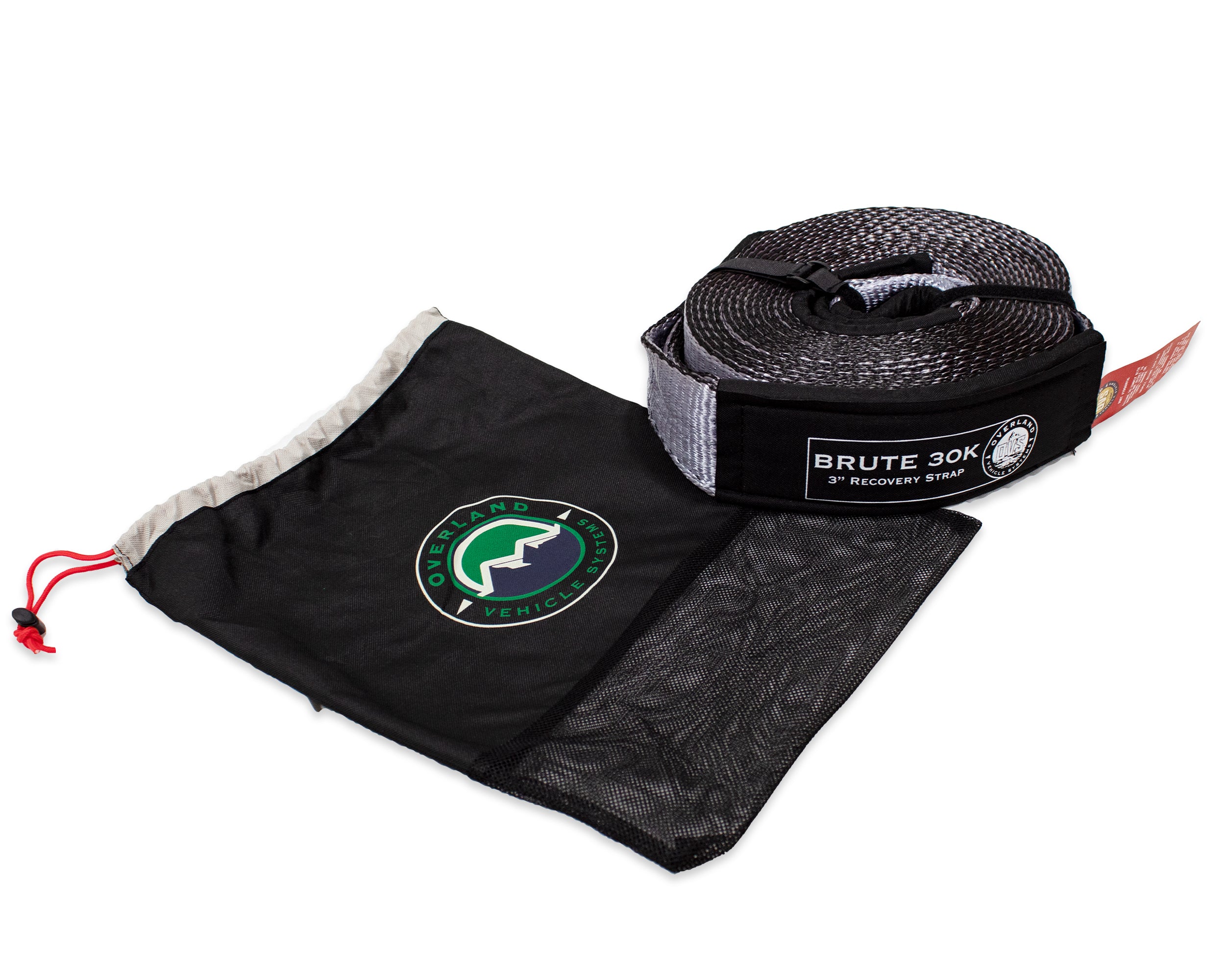 Tow Strap 30,000 lb. 3" x 30' Gray With Black Ends & Storage Bag