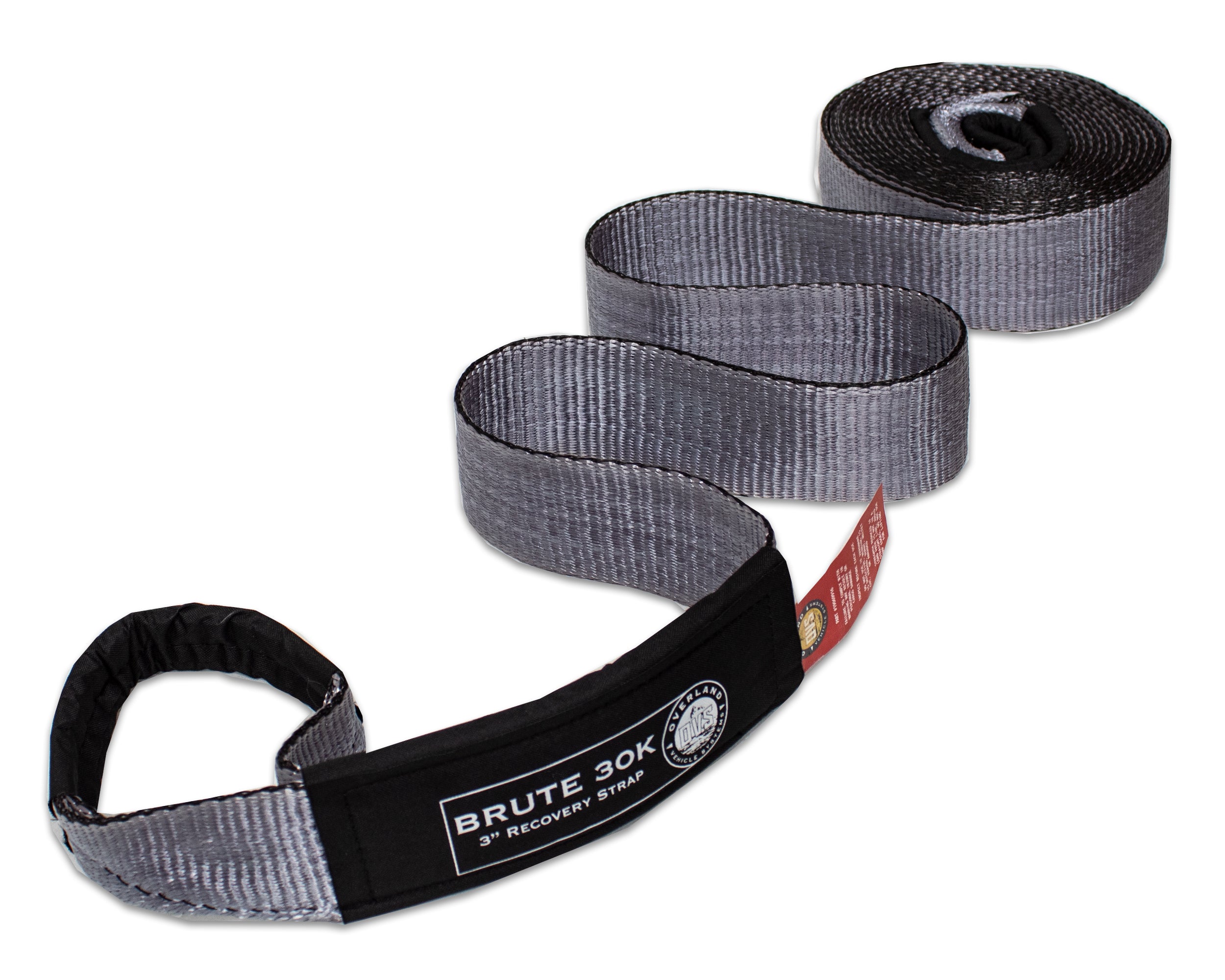 Tow Strap 30,000 lb. 3" x 30' Gray With Black Ends & Storage Bag