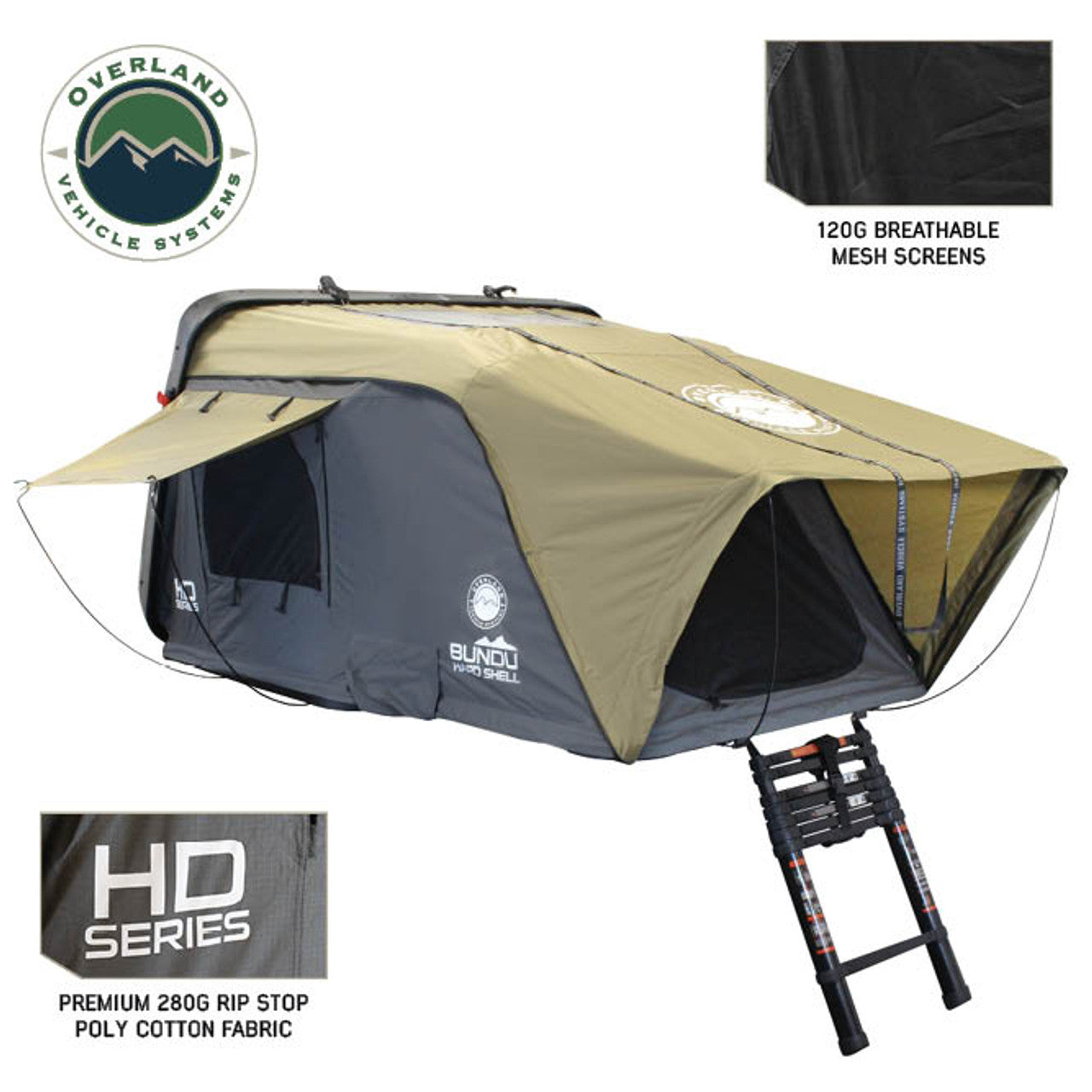 HD Bundu 4 - Hard Shell Roof Top Tent, 4 Person