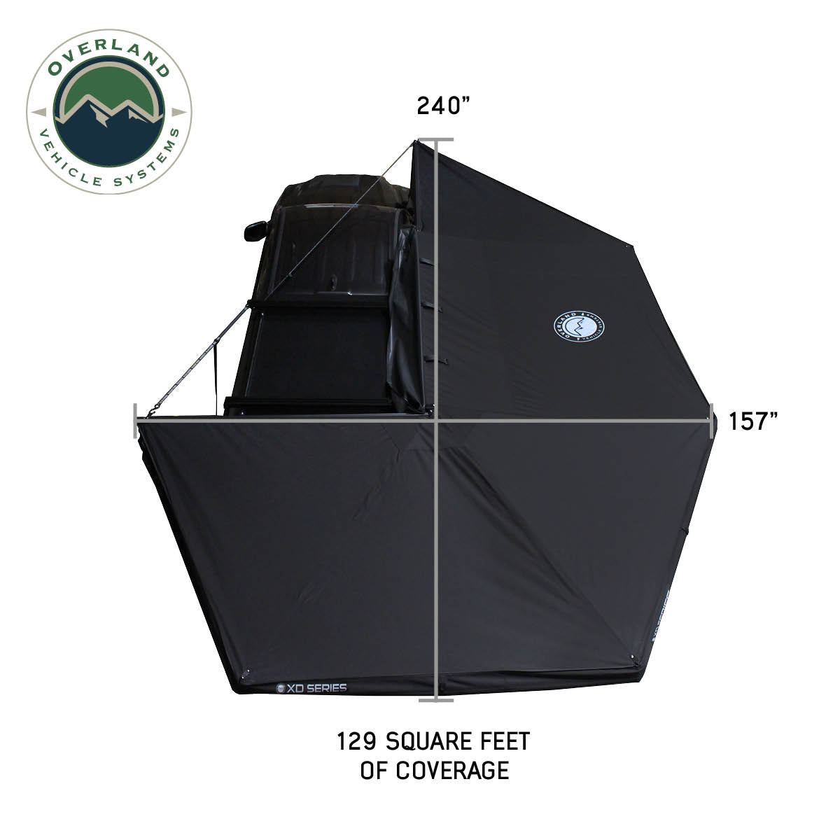 XD Nomadic 270 - Awning W/Lights & Black Out , Passenger Side, Black Body, Black Trim & Black Travel Cover - No Brackets, No Hardware